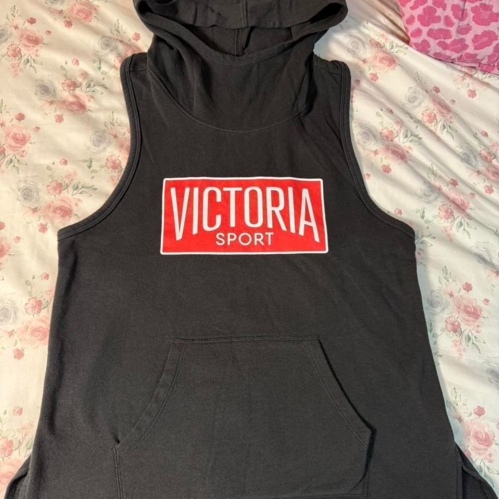 Victoria Sport Sleeveless Hoodie‎ Tank Black Size Small Athletic Pullover Top